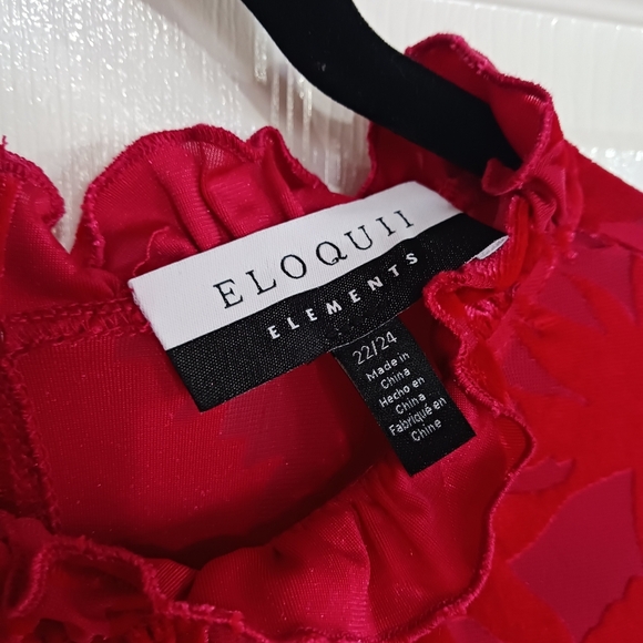 ELOQUII Elements Red Burnout Floral Velvet Dress Size  22/24 party event date - Picture 9 of 12